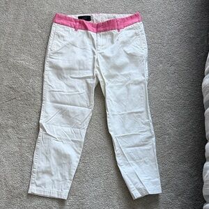 JCrew White Pants with Pink Waistband
